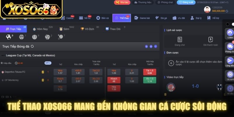 Thể thao XOSO66 mang đến không gian cá cược sôi động với tỷ lệ thưởng cao